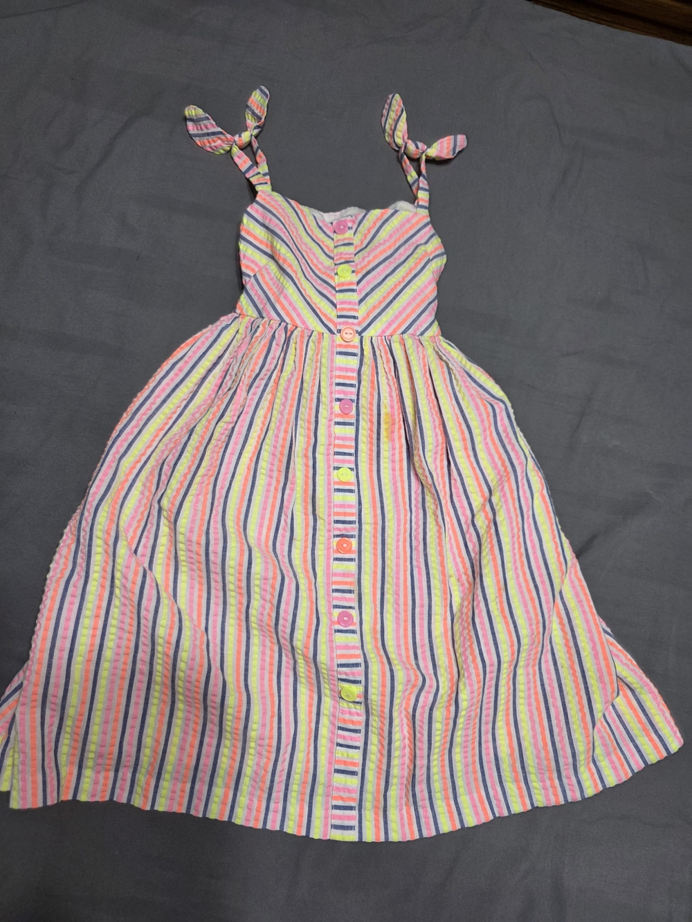 Bonnie Jean Pink Multicolor Striped Tie-Shoulder Dress